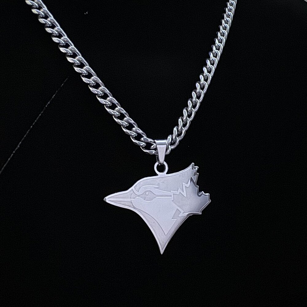 Toronto Blue Jays Necklace - Silver Plated - 5mm Cuban - 22" Chain - Valentines